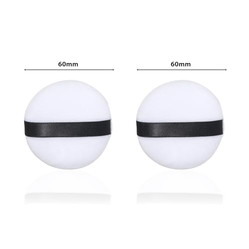Image of PAC Beauty Blender Makeup Puff (2 Pc) | Medium Cotton Powder Puff for Women | Soft Foundation Sponge with Strap | Round | Beauty Tools for Dry & Wet Use - White