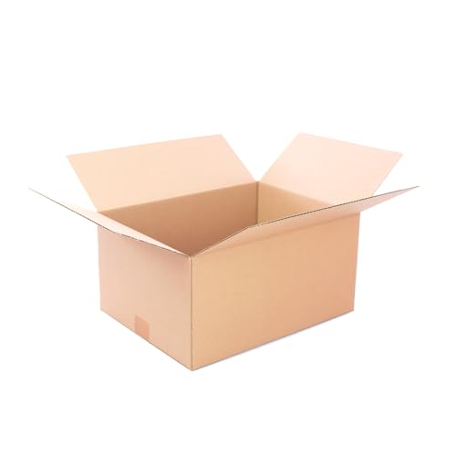 Pack 20 Cajas Cartón Reforzado con medidas 40x30x20 cm y Canal Simple - Fabricadas en España con Cartón Reciclado Resistentes para Envíos, Almacenaje y Mudanzas