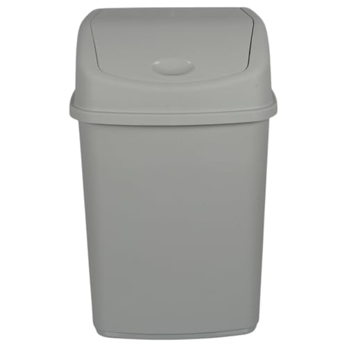Jolie Max 35L Large Swing Top Kitchen Bin - Plastic Dustbin with Flip Top Lid - Ideal for Home and Office Waste Management - Easy to Clean, Recycle Rubbish Bin. (Full Grey)