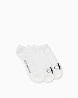 Calvin Klein Men's Monogram Logo Cushion 3 Pack No Show Socks, White, One Size