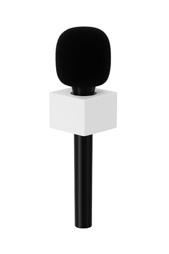 Image of Interview PRO Handheld Adapter with Mic, Compatible with R.O.D.E, DJI & Other Wireless Microphones - Foam Windshield Included (Mic Handle with Flag Station)