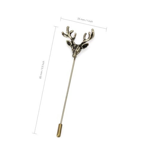Image of wynameleri Men's Metalic Brooches and Pins, Gold Lapel Pin for Men, Shirt Stud Flower Deer Feather Pins
