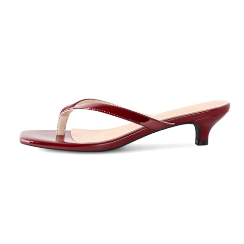 Image of Women's Flip-Flops Kitten Heels Thong Sandals For Women Square Toe Slip On Fashion Summer Dress Sandals