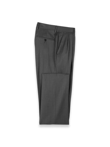 Paul Fredrick Men's Wool Flannel Solid Pleated Pants