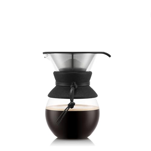 Bodum POUR OVER Cafetière, filtre permanent maille inox, 1.0 l, 8 tasses