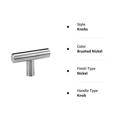 Homdiy Brushed Nickel Cabinet Knobs 5 Pack - Hd201Sn T Bar Cabinet Pull Single Hole With 2In Overall Length Brushed Nickel Cabinet Hardware Knobs Kitchen Metal Drawer Knobs For Bathroom, Closet #TOP7