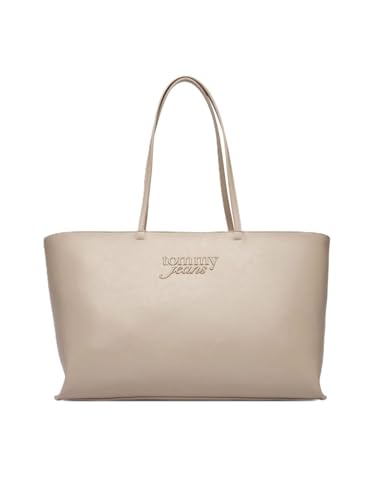 Tommy Jeans Tjw Must Tote Aw0aw18455, Bolsa de Mano para Mujer, Beige (Stone), One Size