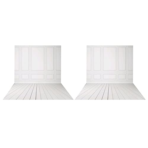 Sxmrmnx 2 fondos de vinilo para fotografía, pared de ladrillo blanco, suelo de madera, fondo de boda, para estudio fotográfico, 3 x 5 pies