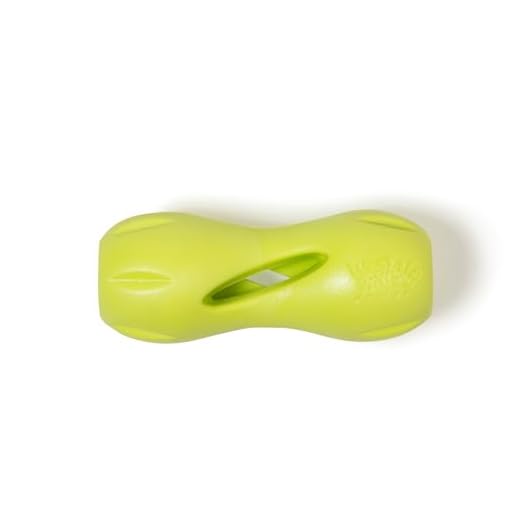 West Paw Qwizl Durable Zogoflex Dog Puzzle Toy for Mental Stimulation, and Enrichment - Treat Dispensing for Bully Sticks and Dental Sticks - Dishwasher Safe - Made in USA - Small - Granny Smith