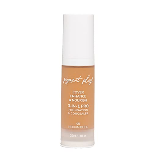 Pigment Play 3-In-1 Foundation & Concealer: Cover + Enhance + Nourish - 01 Light Natural (05 Medium Beige)