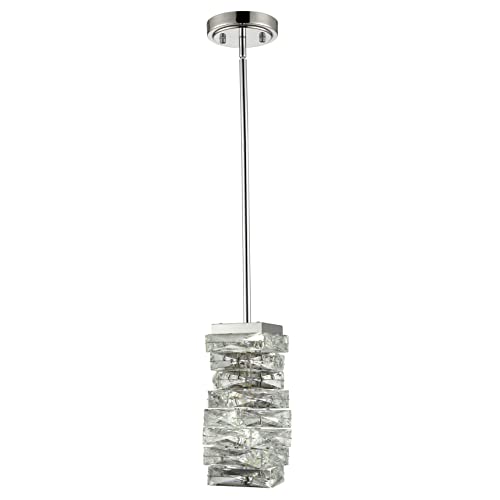 Jeenkae Modern Crystal Pendant Light Bathroom Led Chrome Mini Pendant Lights Kitchen Island, 7W, 4000K, Not Dimmable #TOP7