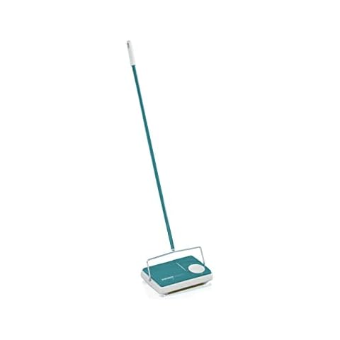 Leifheit Teppichkehrer Regulus Türkis für die schnelle Reinigung, Teppichreinigung verschiedener Teppiche, Teppichkehrer ohne Strom mit 3 Kehrbürsten Cover