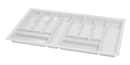 Herogo Vassoio per posate, organizer per posate a 5 scomparti, in plastica, per casa, cucina, ufficio, vassoio antiscivolo per cucchiaio, forchetta, 32,5 x 29 x 4,5 cm (A-plastica bianca grigia