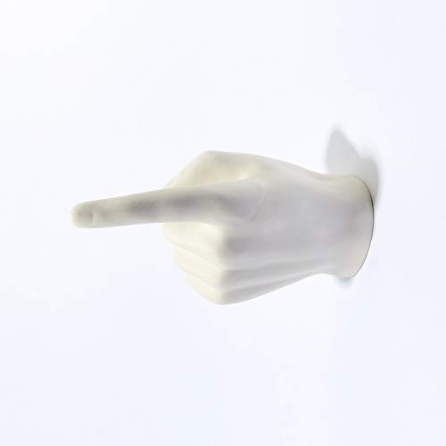 Interior Illusions Plus One Finger Pointing Hand Decor, 9" Deep X 4" Wide, White #TOP4