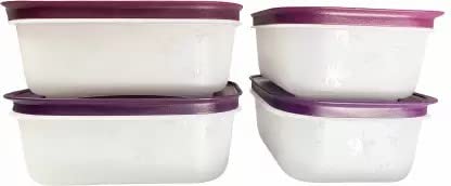 TUPPERWARE - 450 ml Plastic Fridge Container (Pack of 4, Purple)