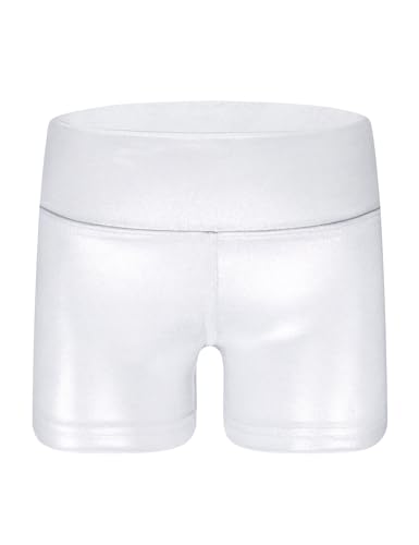 La mejor comparación de Pantalones cortos deportivos para Niña que Puedes Comprar On-line. 49 Gnainach - Pantalones cortos deportivos para niñas, talla 4 a 14 años, color liso, de cintura alta, para niños, jóvenes, voleibol, brillante plateado, 6-7 Años