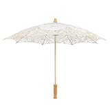 Toyvian Parasol Vintage Umbrella Mini Lace Umbrella Vintage Embroidery Flower Umbrella White Wedding Bridal Umbrella for Photo Props Lady Costume Accessory, Beige Lace Umbrella