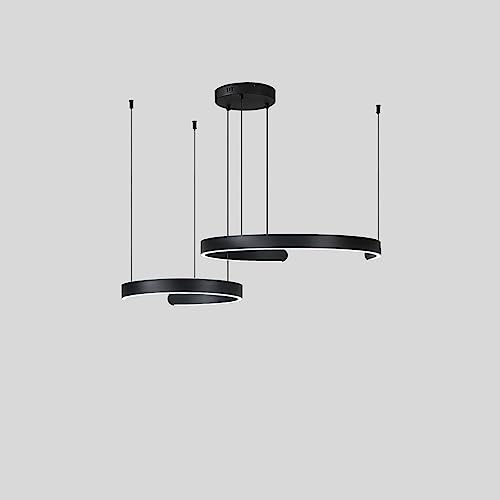 Lustre suspension 2 ronds noir pour salle à manger et salon style farmhouse chaleureux
