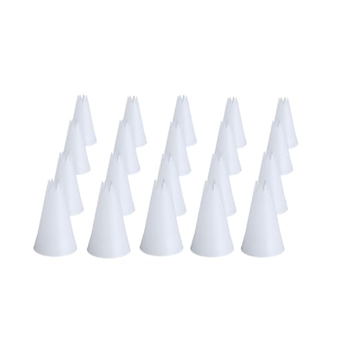 EZPiping Reusable Plastic Piping Tips Standard Size Star Tip #21 20 Pack with 2 Coupler Star Tip Icing Nozzle for Cake Decoration, Dessert Design Baking Supplies & Piping Bags Base Ø 0.75Height 1.25