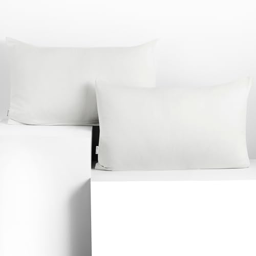 DecoKing 2 federe 50 x 60 cm Jersey 100% cotone pettinato chiusura lampo bianco ambra