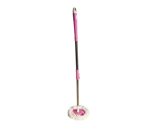 Image of Stainless Steel Magic Spin Mop Floor Cleaner Stick Rod 360 Degree Rotating Spin Mop Handle (Pink).