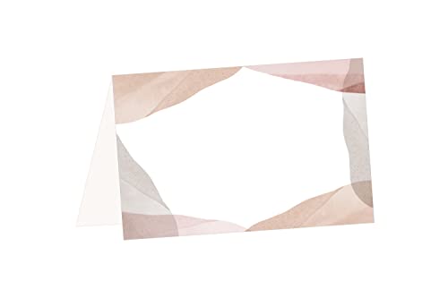 Tarjetas de mesa para nombre, 50 unidades, para escribir, boda, cumpleaños, confirmación, comunión, bautizo, fiesta, color rosa (marco rosa) Cover