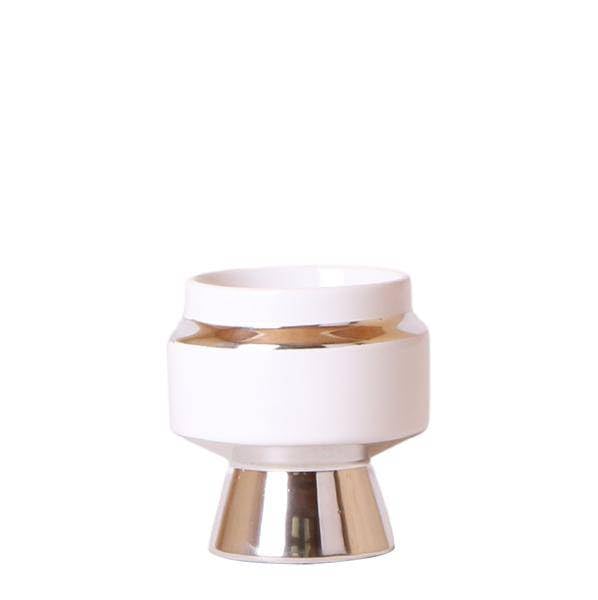 Pot de fleurs céramique blanche et argent 6cm pour décoration de table