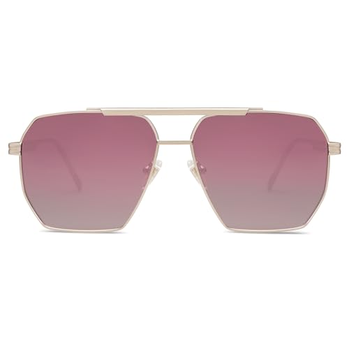 Image of SOJOS Retro Oversized Square Polarized Sunglasses for Women Men Vintage Shades Classic Large Metal Sun Glasses