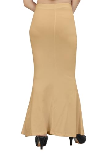 Image of Women's Polyester Blend Shapewear Patticoat Fishcut Flare Pattern Stretchable Drawstring Waist Maxi Length and Slim Fit Body Shaper Peticoat for Saree Daily Use Peticoat