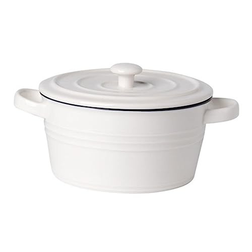 COLLBATH Cuenco Cerámico de Doble Oreja con Tapa Estilo Nórdico Minimalista Bowl para Ensaladas Postres y Desayuno Resistente y Seguro para Uso Diario