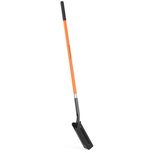 Trench Shovel for Digging, 4-Inch Trenching Spade with Orange Fiberglass