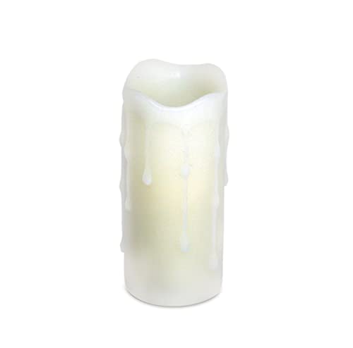 Melrose LED Wax Dripping Pillar Candle, 4 inches Height, Wax and Plastic