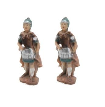 Double Figura DE BELÉN - Figura de General Romano, Figura de Soldado, Accesorio de Belén, Gladiador, Figura de Resina, 10 cm.