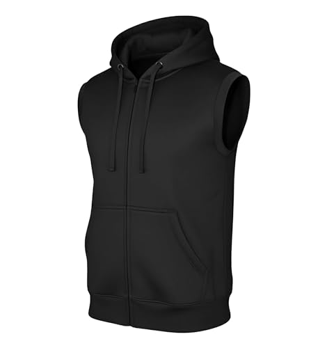 ROCK-IT Apparel Zipped Hoodie ärmellos für Herren Sleeveless Fitness Kapuzenpullover Männer Sweater Trainingsweste Sweatshirt Tank Top S-4XL Farbe Schwarz XX-Large