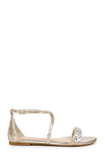 Jewel Badgley Mischka Osome Glitter Flat Sandals3