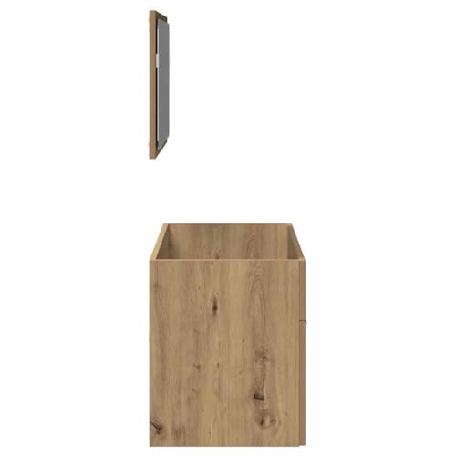Mueble de baño exclusivo de madera de roble artesanal con espejo integrado 6