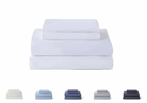 Todocama – Juego de Sábanas de 4 Piezas - 5003 - Sábana Bajera Ajustable - Encimera - Dos Fundas de Almohada de 50x80cm. (Cama 90x190/200 cm, Blanco)