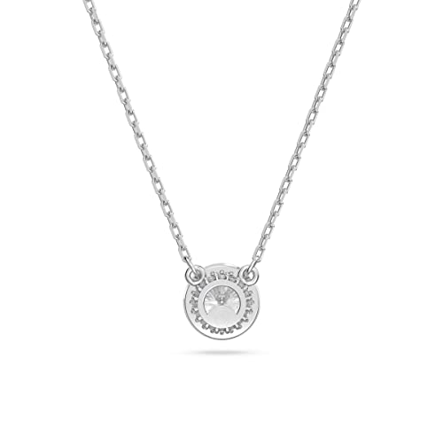 Swarovski Angelic Pendant with Circular Clear Crystal and Clear Crystal Pavé on a Rhodium Plated Chain4