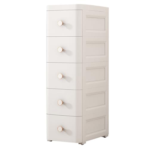 Tiroirs de rangement en plastique à roulettes pour économiser de l'espace – Armoire compacte blanche pour la maison, le bureau et les solutions de...