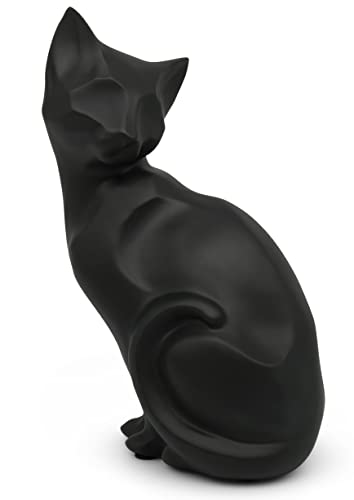 FeinKnick Figura decorativa con diseño de gato - elegante figura de gato como decoración - gatito moderno como decoración en negro hecho de resina