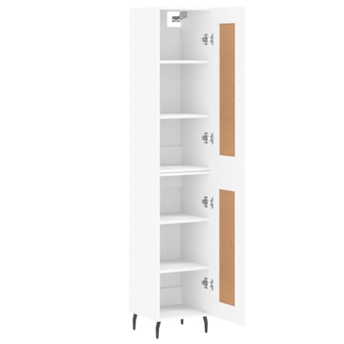 Gecheer Kitchen Cabinet Modern Kitchen Storage Cupboard Bathroom Living Room Kitchen Storage Unit White 34.5x34x180 cm Engineered Wood Type16 - Image 4