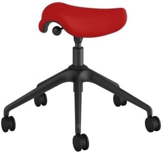 Humanscale Freedom Active Pony Stool with Lucky Red Lotus Fabric and Locking Casters High Cylinder 8"