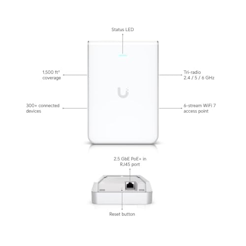 Image of U7-PRO-Wall - UniFi High Capacity Wall-Mount WiFi 7 Access Point, White