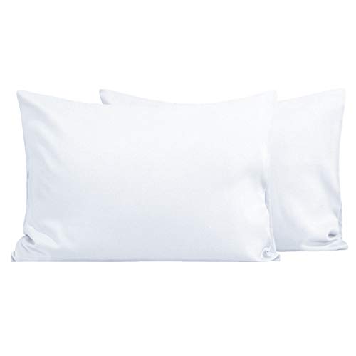 FLXXIE 2 Pack Microfiber Toddler Pillowcases, 14 x 20 Inches Fits Baby Pillow Sized 12 x 16, 13 x 18 or 14 x 20, Soft and Cozy Small Travel Pillow Covers with Envelope Closure, White