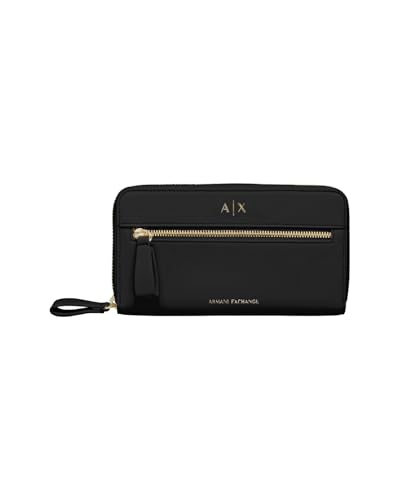 Armani Exchange Women's Diane - Logo embossé - Fermeture éclair - Noir, Noir, Taille Unique