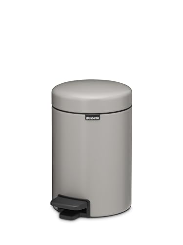 Image of Brabantia NewIcon Pedal Bin 0.8 Gallon /3L (Soft Gray), Soft-Closing Kitchen Garbage Can, Step-On Trash Can with Removable Inner Bucket, PerfectFit Trash Bag Pack Included