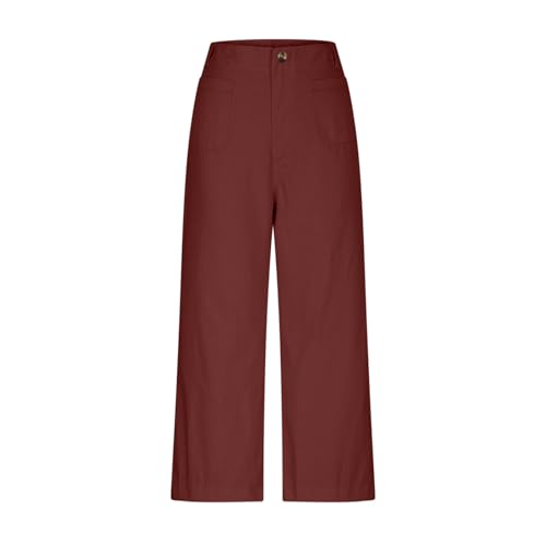 Capri Pants for Women Dressy Casual Wide Leg Cropped Pants High Waisted Straight Leg Stretch Summer Cropped Trousers4