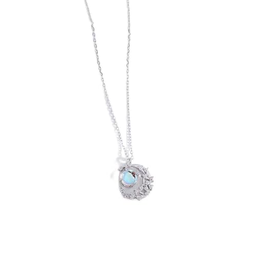 Collier Aurora Star Moon S925 en argent sterling, une chaîne de clavicule d'orfèvrerie