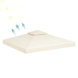 Pavillon Baldachin Ersatzplatte 3x3 UV-beständig 2 Etagen Dachgrill Pavillon Abdeckung Beige Gartenmöbel Zubehör
