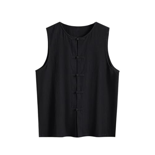 Gilet sans manches lin et coton style chinois aux finitions soignées
